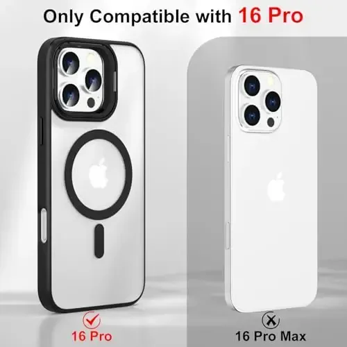 SQMCase Designed for iPhone 16 Pro Case Magnetic with Kickstand & Sreen Protector,Slim Shockproof Military protecive Buil-in Camera Ring Stand Phone Cover Case for 16 Pro 2024 6.3inch (Black) - 6