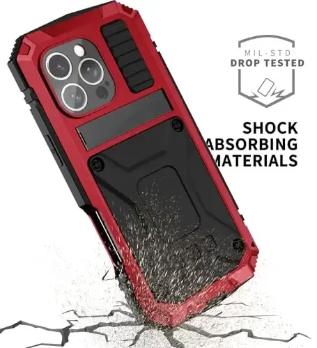 fit for iPhone 16 Pro Case 6.3inch Heavy Duty Rugged [Aluminium Stan] Military Grade Metal Rubber [Built in Screen Protector Camera Lens ] Phone Cover (, fit for iPhone 16 Pro 6.3'' 2024) Red - 4