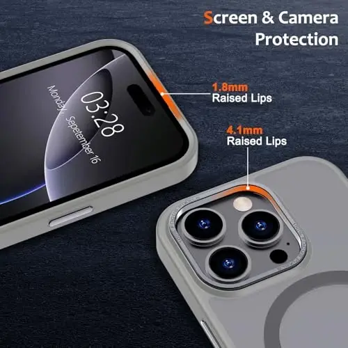 Anuck Case for iPhone 16 Pro Case Magnetic Phone Case Compatible with MagSafe, Soft TPU Bumper Hard Translucent Matte Back Slim Fit Shockproof Protective Cover for Men Women Girls - Gray - 3