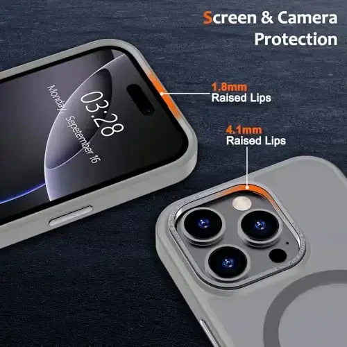 Anuck Case for iPhone 16 Pro Case Magnetic Phone Case Compatible with MagSafe, Soft TPU Bumper Hard Translucent Matte Back Slim Fit Shockproof Protective Cover for Men Women Girls - Gray - 3