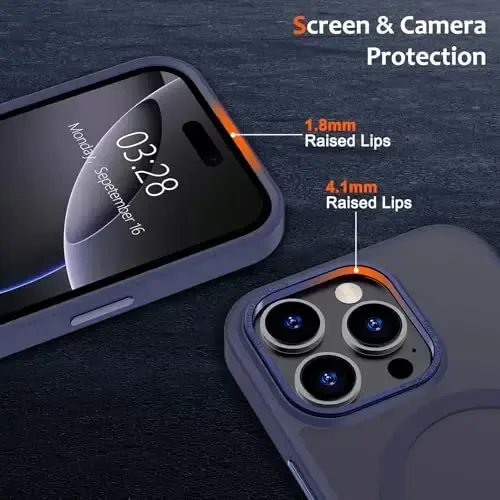 Anuck Case for iPhone 16 Pro Case Magnetic Phone Case Compatible with MagSafe, Soft TPU Bumper Hard Translucent Matte Back Slim Fit Shockproof Protective Cover for Men Women Girls - Dark Blue - 7