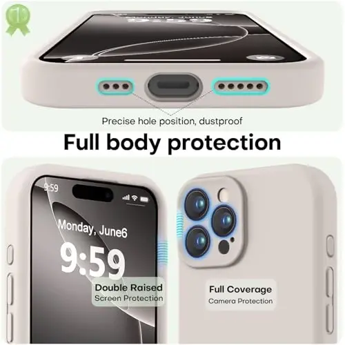 LOVE 3000 Designed for iPhone 16 Pro Case, Premium Silicone with [Soft Anti-Scratch Microfiber Lining] Shockproof Protective Phone Case for Men Women Girls 6.3