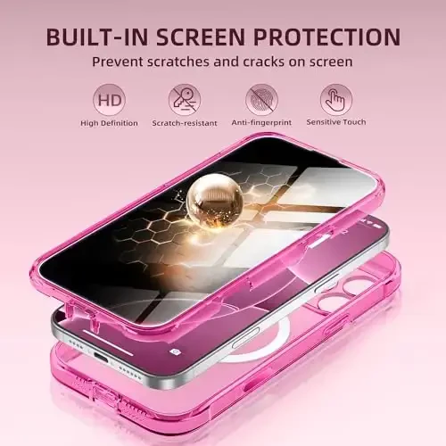 BERFY for iPhone 16 Pro Case, Compatible with MagSafe, Built-in Privacy Screen Protector and Camera Protection, Anti-Spy Full Body Shockproof Clear Phone Case for 16 Pro 6.3