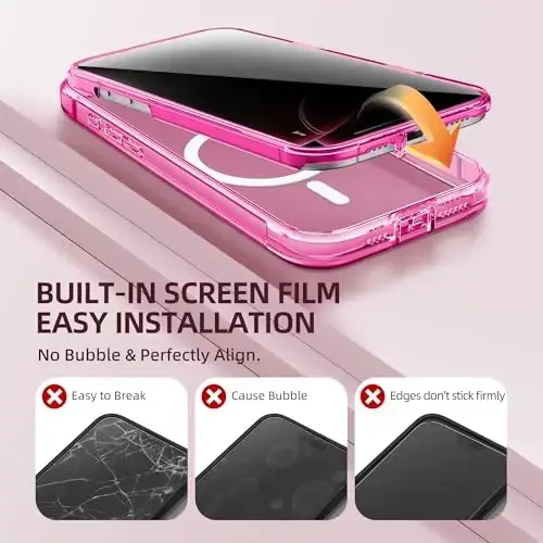 BERFY for iPhone 16 Pro Case, Compatible with MagSafe, Built-in Privacy Screen Protector and Camera Protection, Anti-Spy Full Body Shockproof Clear Phone Case for 16 Pro 6.3