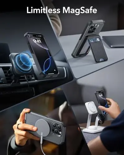 ESR for iPhone 16 Pro Case, 7X Military-Grade Drop Protection, Shock-Absorbing Rugged Cover with Camera Control Button, MagSafe Accessories Compatible, Cyber Series, Grey - 6