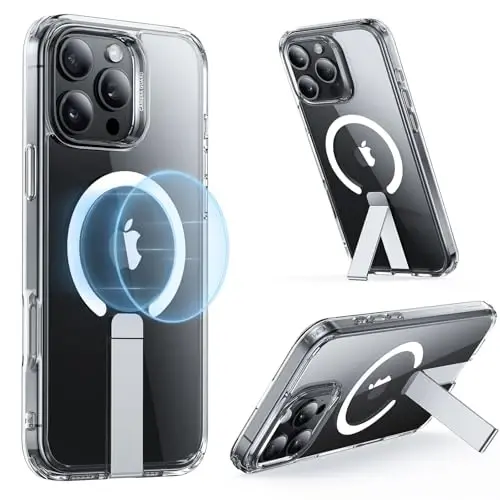 ESR for iPhone 16 Pro Case with Kickstand, Military-Grade Shockproof Protection, Magnetic Fully Adjustable Flickstand Phone Case, Compatible with MagSafe Accessories, Boost Series, Clear - 1