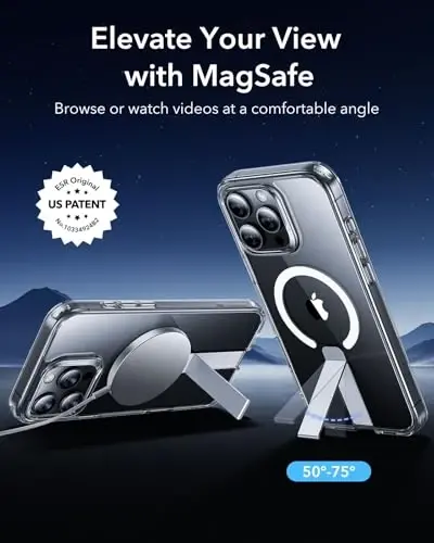 ESR for iPhone 16 Pro Case with Kickstand, Military-Grade Shockproof Protection, Magnetic Fully Adjustable Flickstand Phone Case, Compatible with MagSafe Accessories, Boost Series, Clear - 2