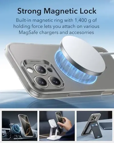 ESR for iPhone 16 Pro Case, Compatible with MagSafe, Camera Protection, Shockproof Thin Cover, Resists Yellowing and Scratches, Magnetic Phone Case for iPhone 16 Pro, Zero Series, Frosted Grey - 5