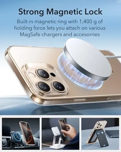 ESR for iPhone 16 Pro Case, Compatible with MagSafe, Camera Protection, Shockproof Thin Cover, Resists Yellowing and Scratches, Magnetic Phone Case for iPhone 16 Pro, Zero Series, Desert Titanium Ring - 11