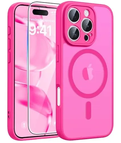 FNTCASE for iPhone 16 Pro Case: Magnetic Matte Translucent Military Grade Drop Protective Phone Case | Shockproof Thin Rugged Durable Protection Bumper Cover 