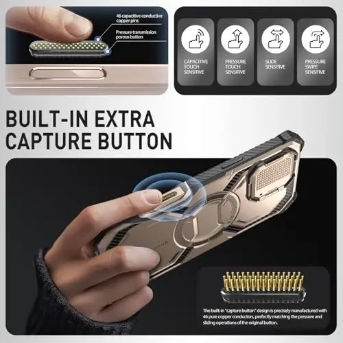 i-Blason Armorbox for iPhone 16 Pro Case MagSafe with Stand, 360° Full-Body with Camera Control, Camera Cover Kickstand, Built-in Screen Protector, Heavy Duty Protection for iPhone 16 Pro, Rosegold - 4
