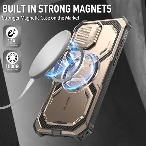 i-Blason Armorbox for iPhone 16 Pro Case MagSafe with Stand, 360° Full-Body with Camera Control, Camera Cover Kickstand, Built-in Screen Protector, Heavy Duty Protection for iPhone 16 Pro, Rosegold - 5