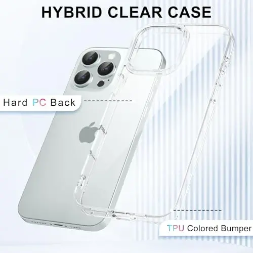 LoeoeL for iPhone 16 Pro Case Clear, Transparent Hybrid 16 Pro Phone Case [Hard Plastic & Soft Silicone Bumper] Acrylic Non Yellowing Thin Slim Protective Cover for Women, Crystal Clear - 3