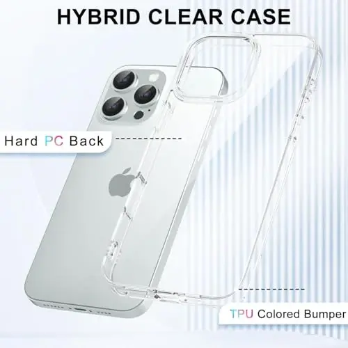 iPhone 16 Pro Kılıfı için LoeoeL Şeffaf, Transparan Hibrit 16 Pro Telefon Kılıfı [Sert Plastik & Yumuşak Silikon Tampon] Akrilik Sararmayan İnce Koruyucu Kapak Kadınlar için, Kristal Şeffaf - 3