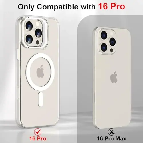 Designed for iPhone 16 Pro Case Magnetic with Kickstand & Sreen Protector,Slim Shockproof Military protecive Buil-in Camera Ring Stand Phone Cover Case for 16 Pro 2024 6.3inch (Clear) - 5