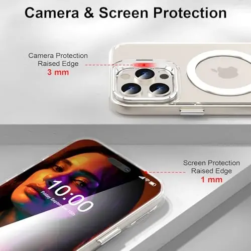 Designed for iPhone 16 Pro Case Magnetic with Kickstand & Sreen Protector,Slim Shockproof Military protecive Buil-in Camera Ring Stand Phone Cover Case for 16 Pro 2024 6.3inch (Clear) - SQMCASE (1)