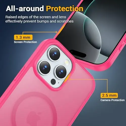 Temdan for iPhone 16 Pro Case, Compatible with Magsafe, Anti-Yellowing, Military-Grade Protection, Shockproof Slim Magnetic Phone Case Cover, Rose - 4