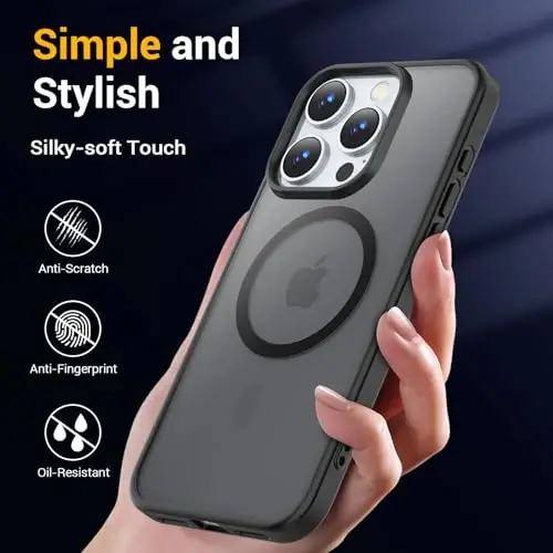 Temdan for iPhone 16 Pro Case, Compatible with Magsafe, Anti-Yellowing, Military-Grade Protection, Shockproof Slim Magnetic Phone Case Cover, Black - 6
