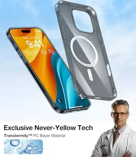 TORRAS Magnetic Slim Fit for iPhone 16 Pro Case, 6.3 inch, Ultra-Thin, Compatible with MagSafe, Lightweight Matte Anti-Scratch Hard PC Cover Phone Case, Clear Black - 5