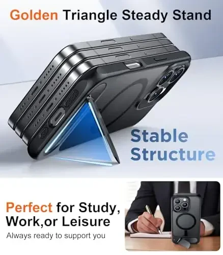 Temdan Magnetic Compatible with iPhone 16 Pro Case, [Built-in Invisible Kickstand][Compatible with MagSafe] [Military Grade Shockproof] Slim Translucent Matte Phone Case for iPhone 16 Pro 6.3