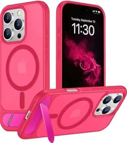 Temdan Magnetic Compatible with iPhone 16 Pro Case, [Built-in Invisible Kickstand][Compatible with MagSafe][Military Grade Shockproof] Slim Translucent Matte Phone Case for iPhone 16 Pro 6.3