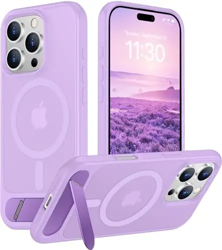 Temdan Magnetic Compatible with iPhone 16 Pro Case, [Built-in Invisible Kickstand][Compatible with MagSafe][Military Grade Shockproof] Slim Translucent Matte Phone Case for iPhone 16 Pro 6.3
