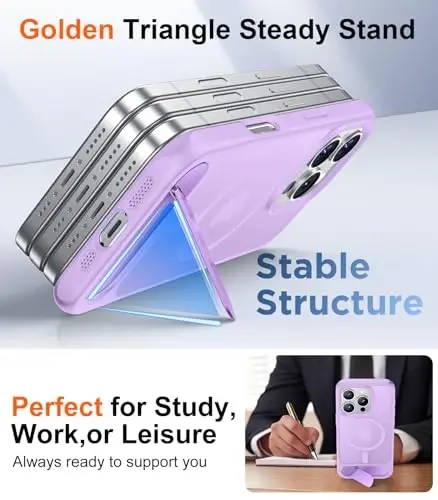 Temdan Magnetic Compatible with iPhone 16 Pro Case, [Built-in Invisible Kickstand][Compatible with MagSafe][Military Grade Shockproof] Slim Translucent Matte Phone Case for iPhone 16 Pro 6.3