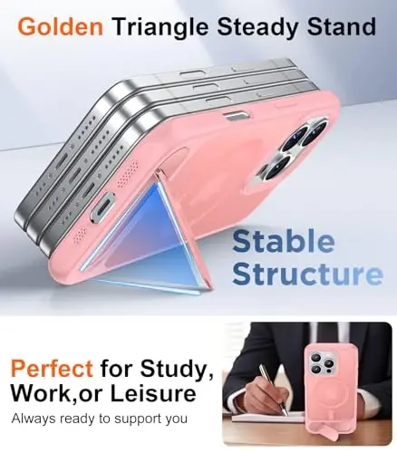 Temdan Magnetic Compatible with iPhone 16 Pro Case, [Built-in Invisible Kickstand][Compatible with MagSafe][Military Grade Shockproof] Slim Translucent Matte Phone Case for iPhone 16 Pro 6.3