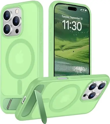 Temdan Magnetic Compatible with iPhone 16 Pro Case, [Built-in Invisible Kickstand][Compatible with MagSafe][Military Grade Shockproof] Slim Translucent Matte Phone Case for iPhone 16 Pro 6.3