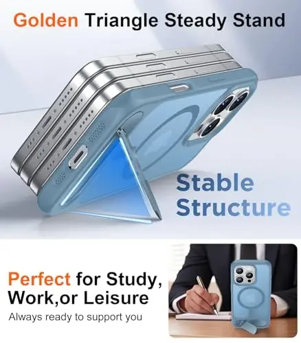 Temdan Magnetic Compatible with iPhone 16 Pro Case, [Built-in Invisible Kickstand][Compatible with MagSafe][Military Grade Shockproof] Slim Translucent Matte Phone Case for iPhone 16 Pro 6.3