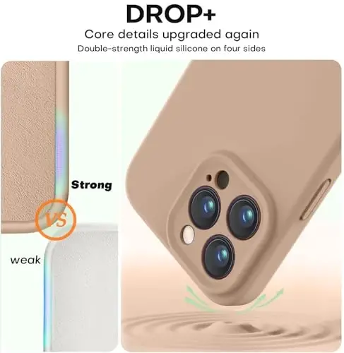 Vooii Compatible with iPhone 16 Pro Case, Liquid Silicone Upgrade [Camera Protection] [Soft Anti-Scratch Microfiber Lining] Shockproof Phone Case for iPhone 16 Pro 6.3 inch - Light Brown - 4
