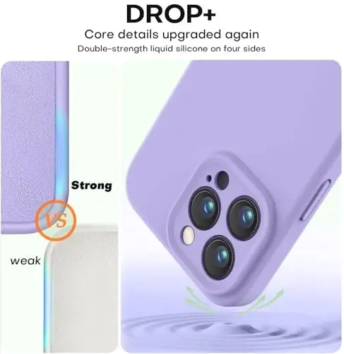 Vooii Compatible with iPhone 16 Pro Case, Liquid Silicone Upgrade [Camera Protection] [Soft Anti-Scratch Microfiber Lining] Shockproof Phone Case for iPhone 16 Pro 6.3 inch - Light Purple - 4