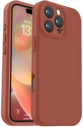 Vooii Compatible with iPhone 16 Pro Case, Liquid Silicone Upgrade [Camera Protection] [Soft Anti-Scratch Microfiber Lining] Shockproof Phone Case for iPhone 16 Pro 6.3 inch - Caramel - VOOII