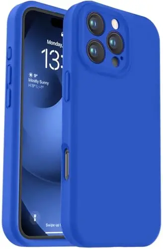 Vooii Compatible with iPhone 16 Pro Case, Liquid Silicone Upgrade [Camera Protection] [Soft Anti-Scratch Microfiber Lining] Shockproof Phone Case for iPhone 16 Pro 6.3 inch - Klein Blue - 1