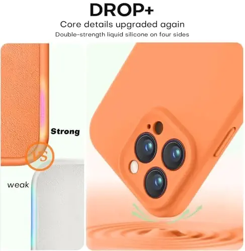 Vooii Compatible with iPhone 16 Pro Case, Liquid Silicone Upgrade [Camera Protection] [Soft Anti-Scratch Microfiber Lining] Shockproof Phone Case for iPhone 16 Pro 6.3 inch - Bright Orange - 4