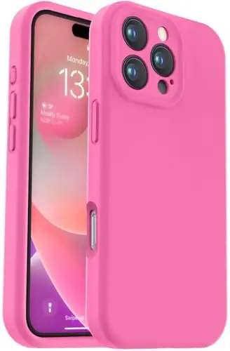 Vooii Compatible with iPhone 16 Pro Case, Liquid Silicone Upgrade [Camera Protection] [Soft Anti-Scratch Microfiber Lining] Shockproof Phone Case for iPhone 16 Pro 6.3 inch - Pitaya 