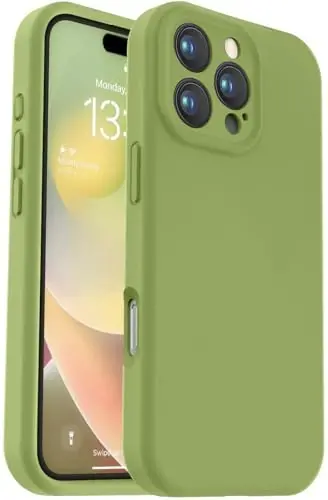 Vooii Compatible with iPhone 16 Pro Case, Liquid Silicone Upgrade [Camera Protection] [Soft Anti-Scratch Microfiber Lining] Shockproof Phone Case for iPhone 16 Pro 6.3 inch - Cedar Green 