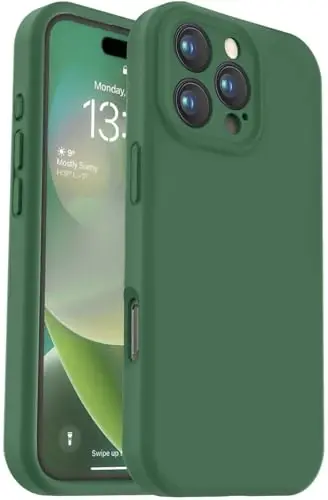 Vooii Compatible with iPhone 16 Pro Case, Liquid Silicone Upgrade [Camera Protection] [Soft Anti-Scratch Microfiber Lining] Shockproof Phone Case for iPhone 16 Pro 6.3 inch - Green - 1