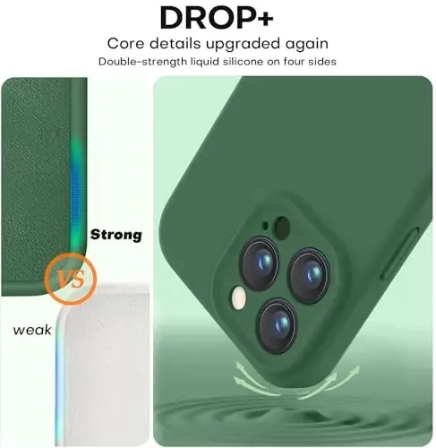 Vooii Compatible with iPhone 16 Pro Case, Liquid Silicone Upgrade [Camera Protection] [Soft Anti-Scratch Microfiber Lining] Shockproof Phone Case for iPhone 16 Pro 6.3 inch - Green - 4