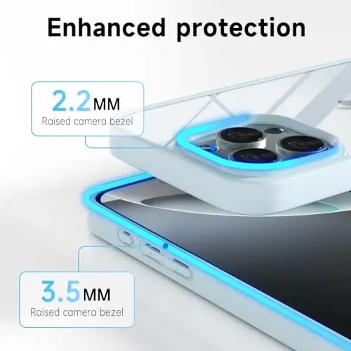 LoeoeL for iPhone 16 Pro Case Clear, Transparent Hybrid 16 Pro Phone Case [Hard Plastic & Soft Silicone Bumper] Acrylic Non Yellowing Thin Slim Protective Cover for Women, Light Blue - 5