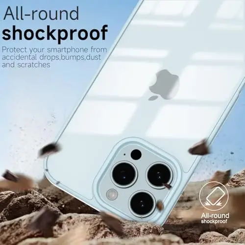 iPhone 16 Pro Kılıfı Şeffaf için LoeoeL, Şeffaf Hibrit 16 Pro Telefon Kılıfı [Sert Plastik ve Yumuşak Silikon Tampon] Akrilik Sararmayan İnce Koruyucu Kapak, Açık Mavi - 6