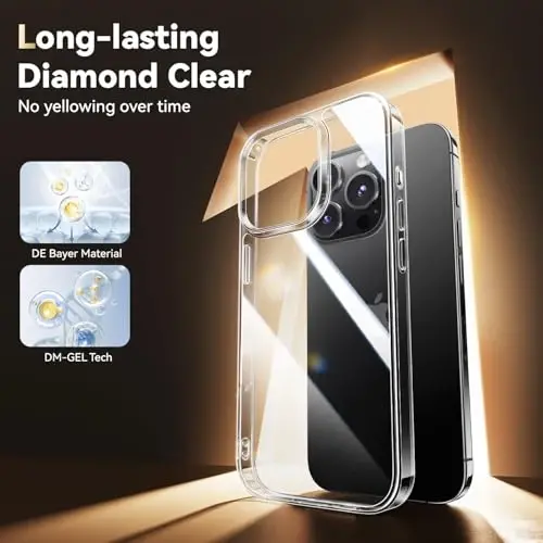 Opxyl Not Yellowing for iPhone 16 Pro Case Clear, 360° Protection with 2X Screen Protector + 2X Camera Lens Protector, Military Grade Shockproof Phone Case Slim Cover for iPhone 16 Pro, Clear - OPXYL (1)