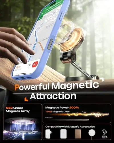 iPhone 16 Pro Max 6.9 dyuym (Osmoni havorang) uchun Magsafe zaryadlovchiga mos, to‘liq kamera himoyasi, tushib ketishdan himoya qiluvchi, yarim shaffof matli telefon g‘ilofi TOCOL Phone 16 Pro Max Case - 3