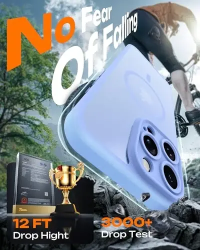 iPhone 16 Pro Max 6.9 dyuym (Osmoni havorang) uchun Magsafe zaryadlovchiga mos, to‘liq kamera himoyasi, tushib ketishdan himoya qiluvchi, yarim shaffof matli telefon g‘ilofi TOCOL Phone 16 Pro Max Case - 4