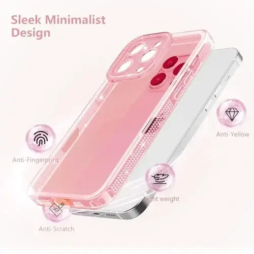 ZTOFERA Designed for iPhone 16 Pro Max 6.9 inch,Sparkly Cute Clear Case for Women Girls,Glitter Bling Flexible Soft TPU Silicone Bumper Protective Cover for iPhone 16 Pro Max,Pink - 3