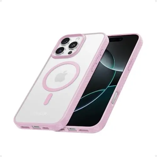 Anker MagGo Matte Magnetic Phone Case for iPhone 16 Pro Max, Ultra-Slim, Scratch-Resistant,and Durable Protective Cover, iPhone Case Compatible with MagSafe,Matte Case Only for iPhone 16 Pro Max(Pink) 