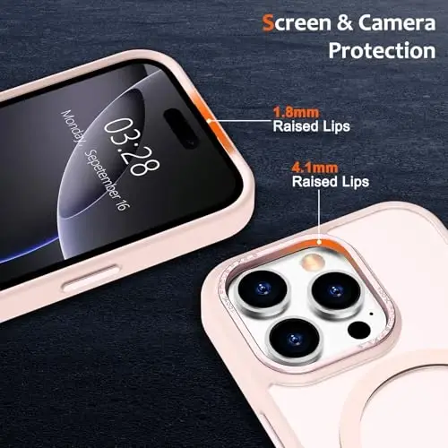 Anuck Case for iPhone 16 Pro Max Case Magnetic Phone Case Compatible with MagSafe, Soft TPU Bumper Hard Translucent Matte Back Slim Fit Shockproof Protective Cover for Men Women Girls - Pink - 3