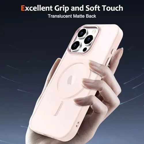 Anuck Case for iPhone 16 Pro Max Case Magnetic Phone Case Compatible with MagSafe, Soft TPU Bumper Hard Translucent Matte Back Slim Fit Shockproof Protective Cover for Men Women Girls - Pink - 5