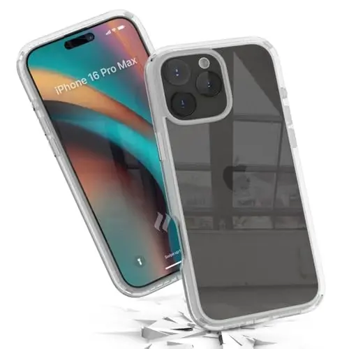 Catalyst Influence Case for iPhone 16 Pro Max, 2.5X Higher Drop Proof, Non-Slip Frosted Edges and Non Magsafe Crystal Clear Back, Raised Edges Protection, 30% Louder Forward Audio, Lanyard Included 