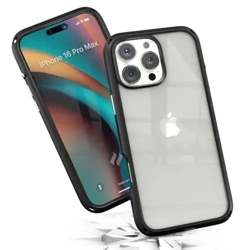 Catalyst Influence Case for iPhone 16 Pro Max, 2.5X Higher Drop Proof, Non-Slip Frosted Edges and Non Magsafe Crystal Clear Back, Raised Edges Protection, 30% Louder Forward Audio, Lanyard Included - 1